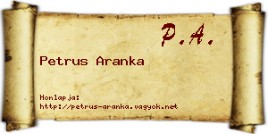 Petrus Aranka névjegykártya